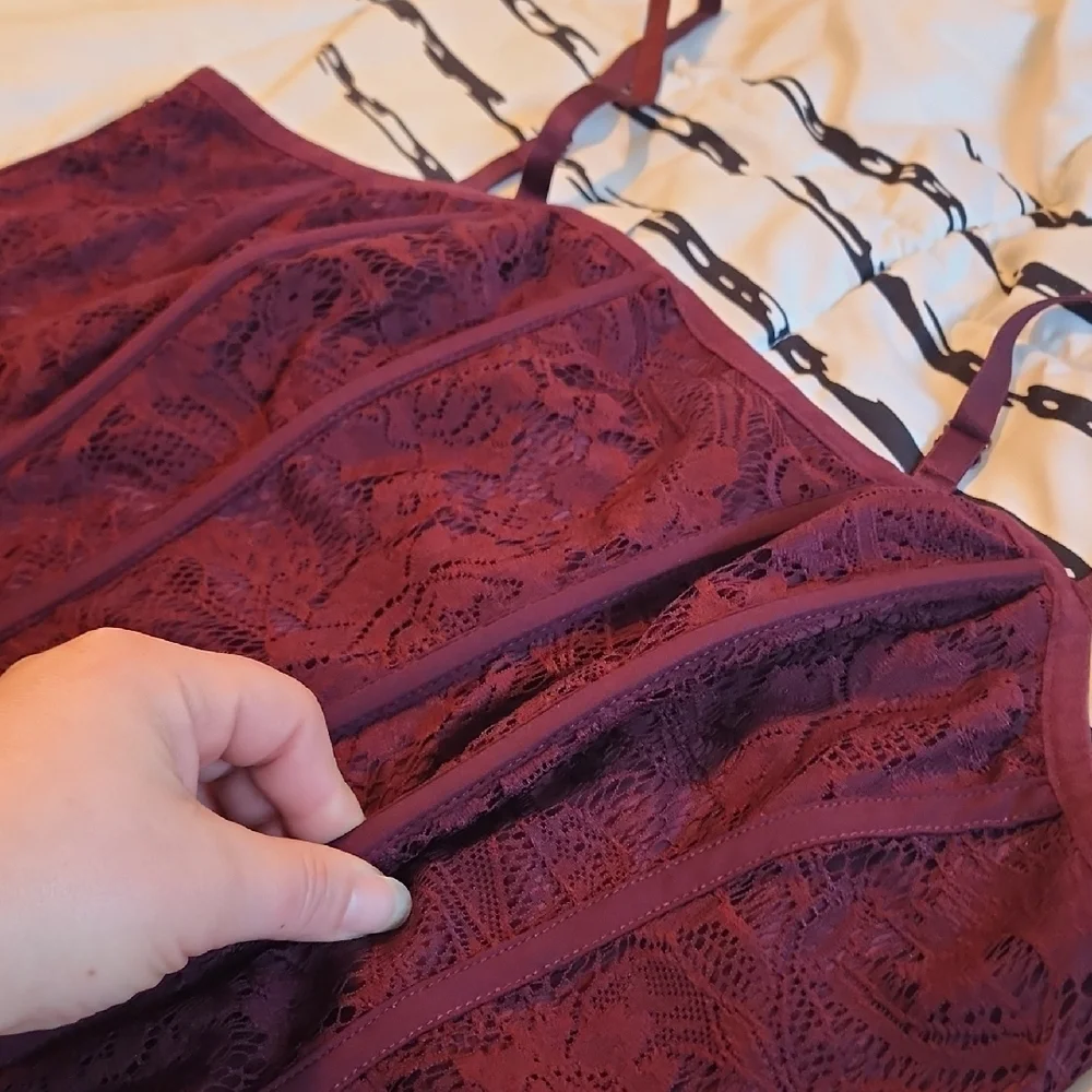 Torrid Burgundy Lace Corset Top - Picture 2 of 6
